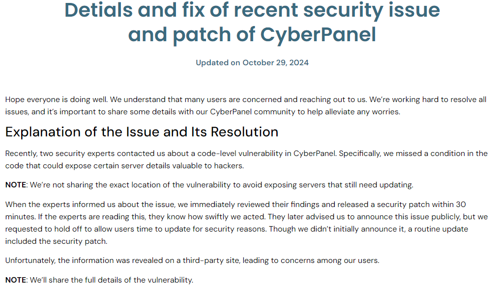 CyberPanel güvenlik açığı
