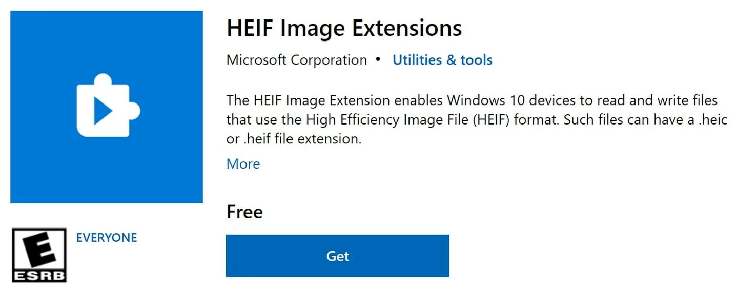 HEIF-Bilderweiterungen im Microsoft Store